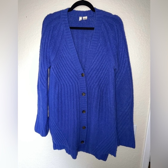 Moth by Anthropologie Oversized Purple/Blue Long Sleeve Cozy Cardigan SIZE XS - Picture 2 of 10